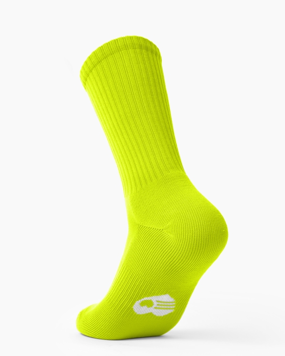 1552 Sport Ribbed Crew Socks Neon Yellow